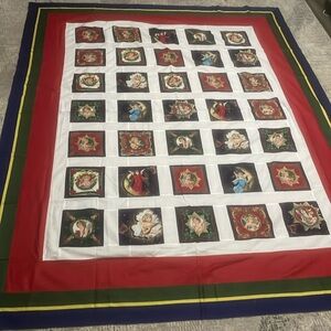 New pieced Quilt Top (ONLY) w/ 35 Angel blocks Sz 86 x 69 raw edge to raw edge